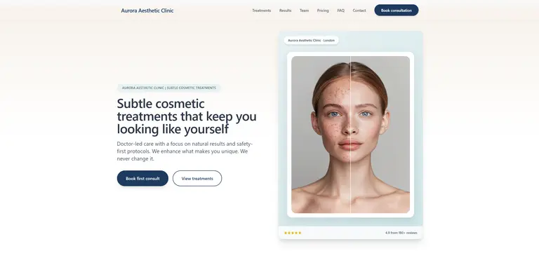 Dermatology clinic website demo homepage