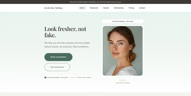 Medspa clinic website demo homepage