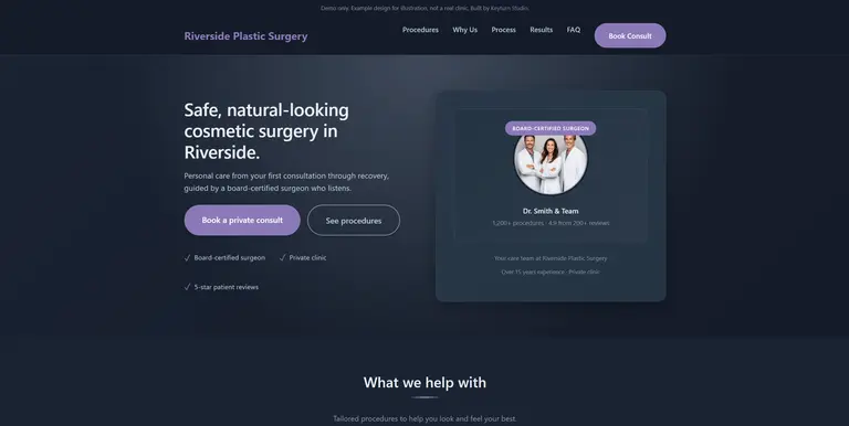 Plastic surgery website demo homepage
